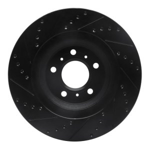 Buick Lucerne Brake Rotor (1) - Front Right - R1 Concepts - Drilled & Slotted - Black - `06-`16